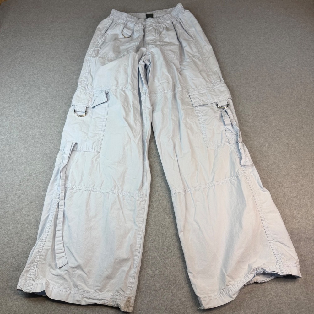Wild Fable Womens XXS Light Blue Wide Leg Cargo Pants Y2K Utility D-Ring Pockets